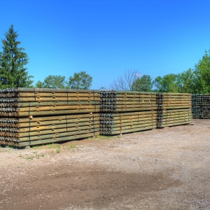 Treated posts bundled and ready for delivery