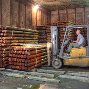 Treated posts stacked