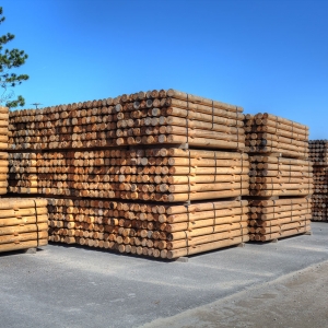 Wood posts air drying