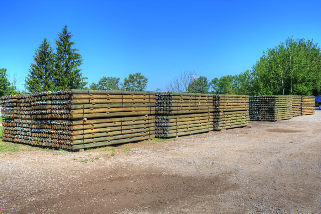 Treated posts bundled and ready for delivery