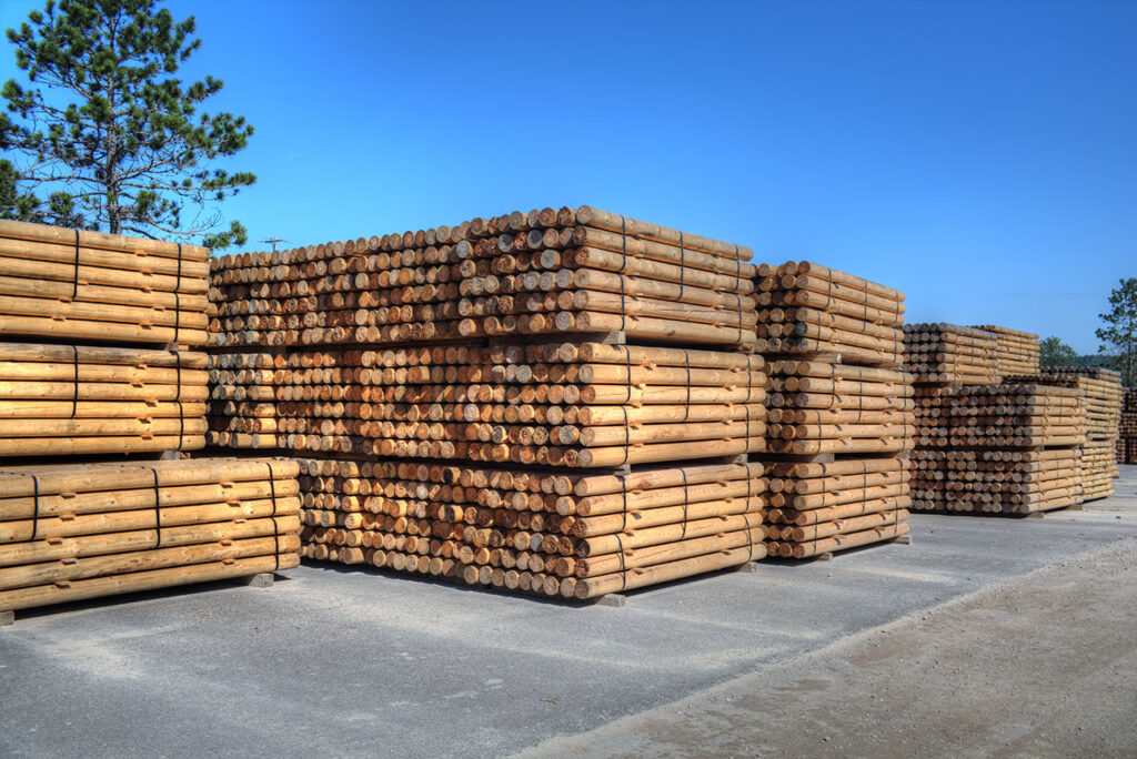 Wood posts air drying